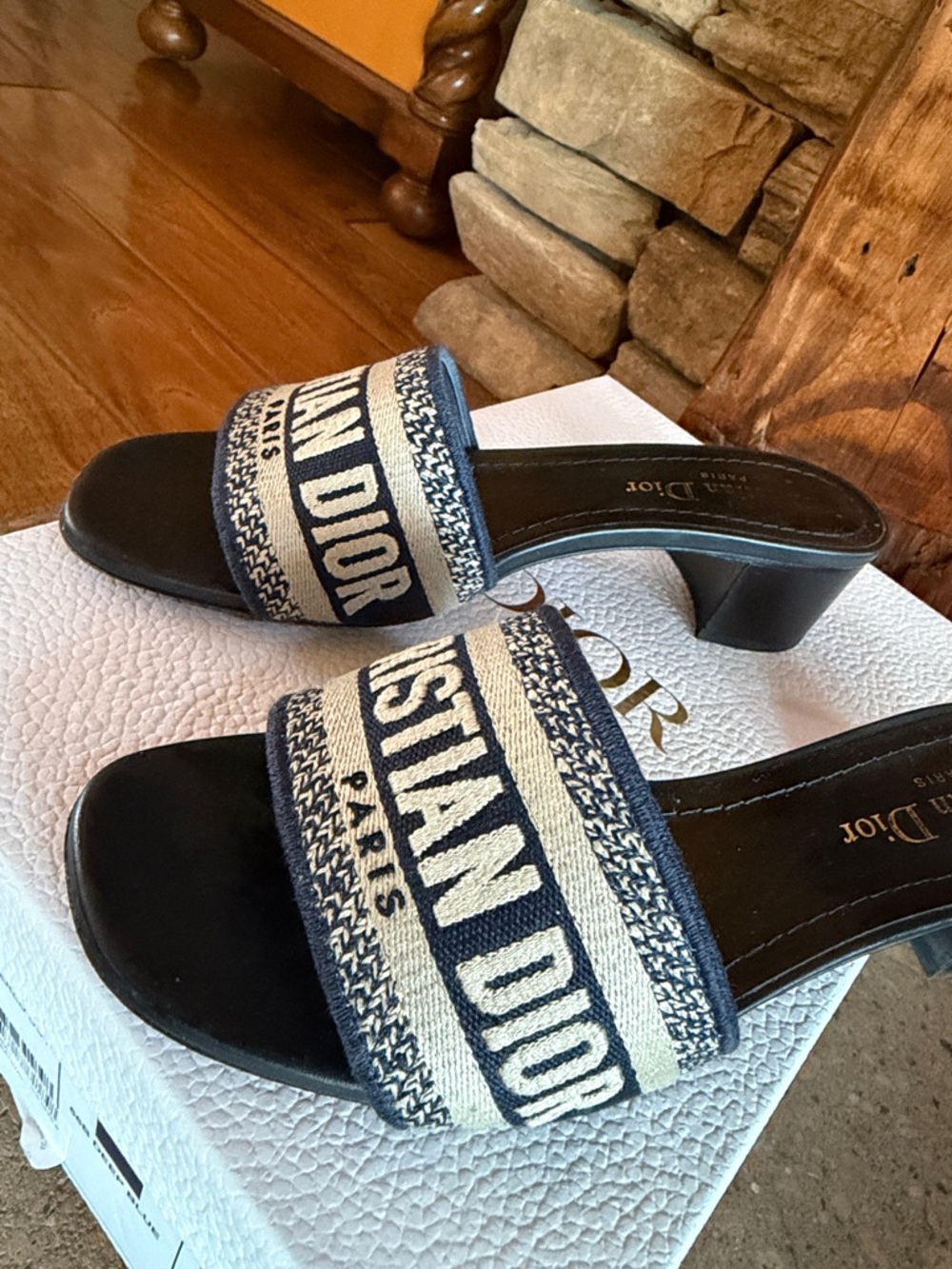 Auth. Dior Dway Embroidered Slide Heel Mule - Picture 6 of 13